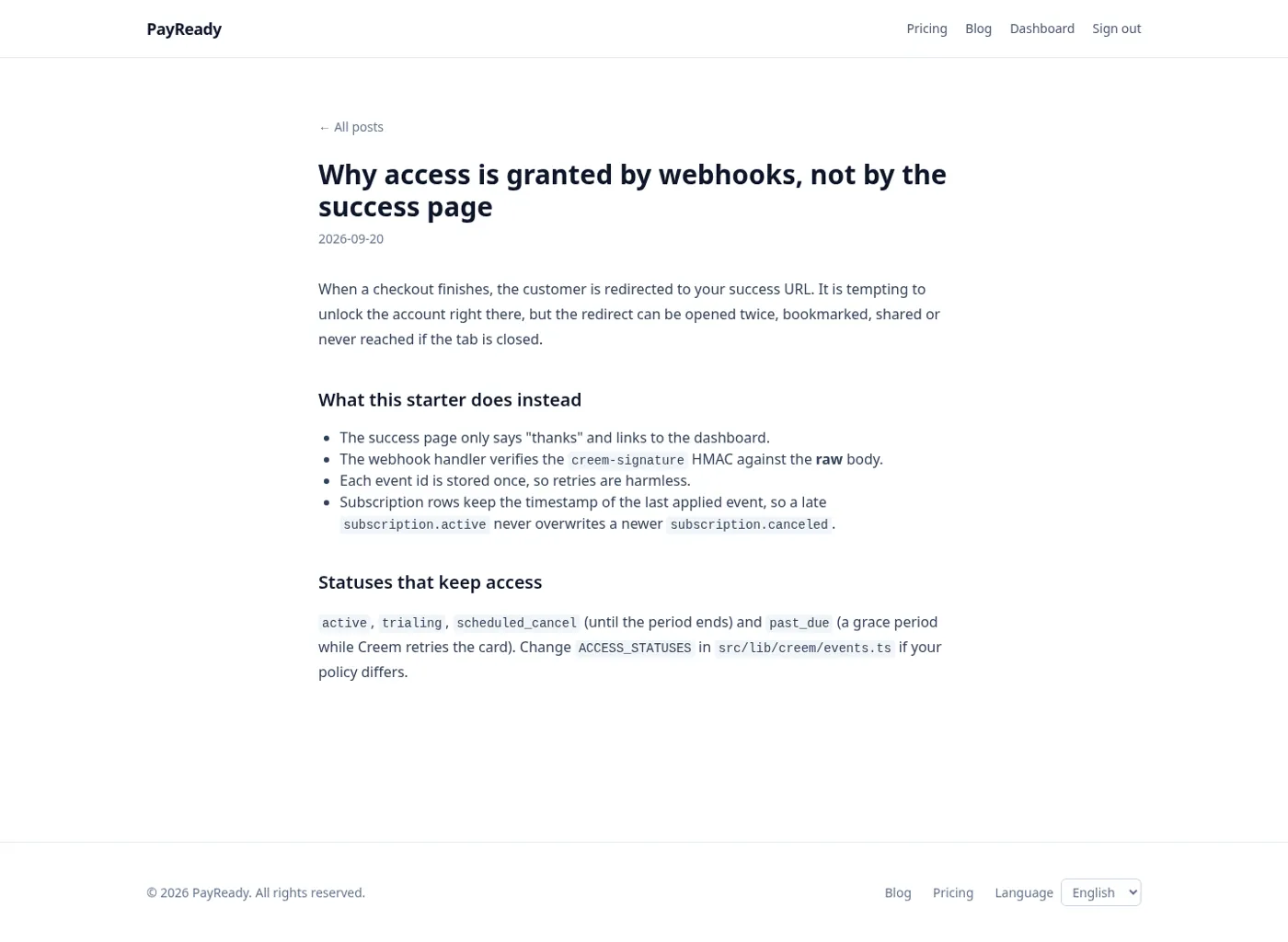 PayReady Markdown blog post page
